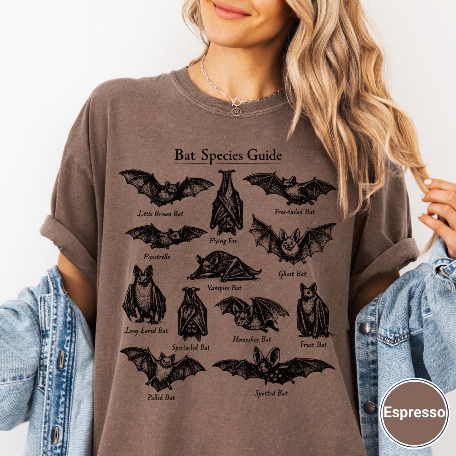 Vintage Bat Shirt Retro Science Biology Goth Nature Lover Halloween Tee