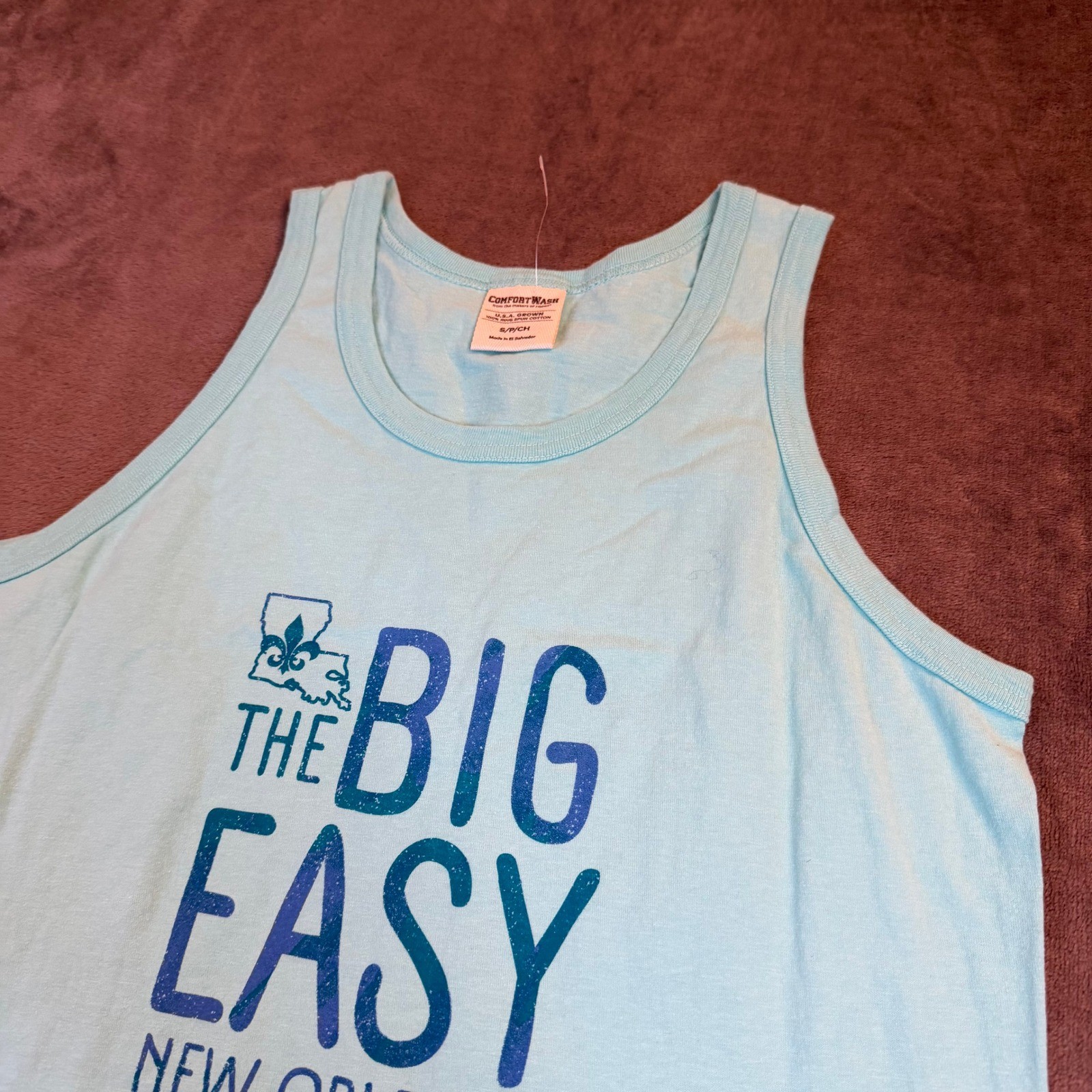 ComfortWash The Big Easy New Orleans Tank Top Light Blue Mens Small Cotton