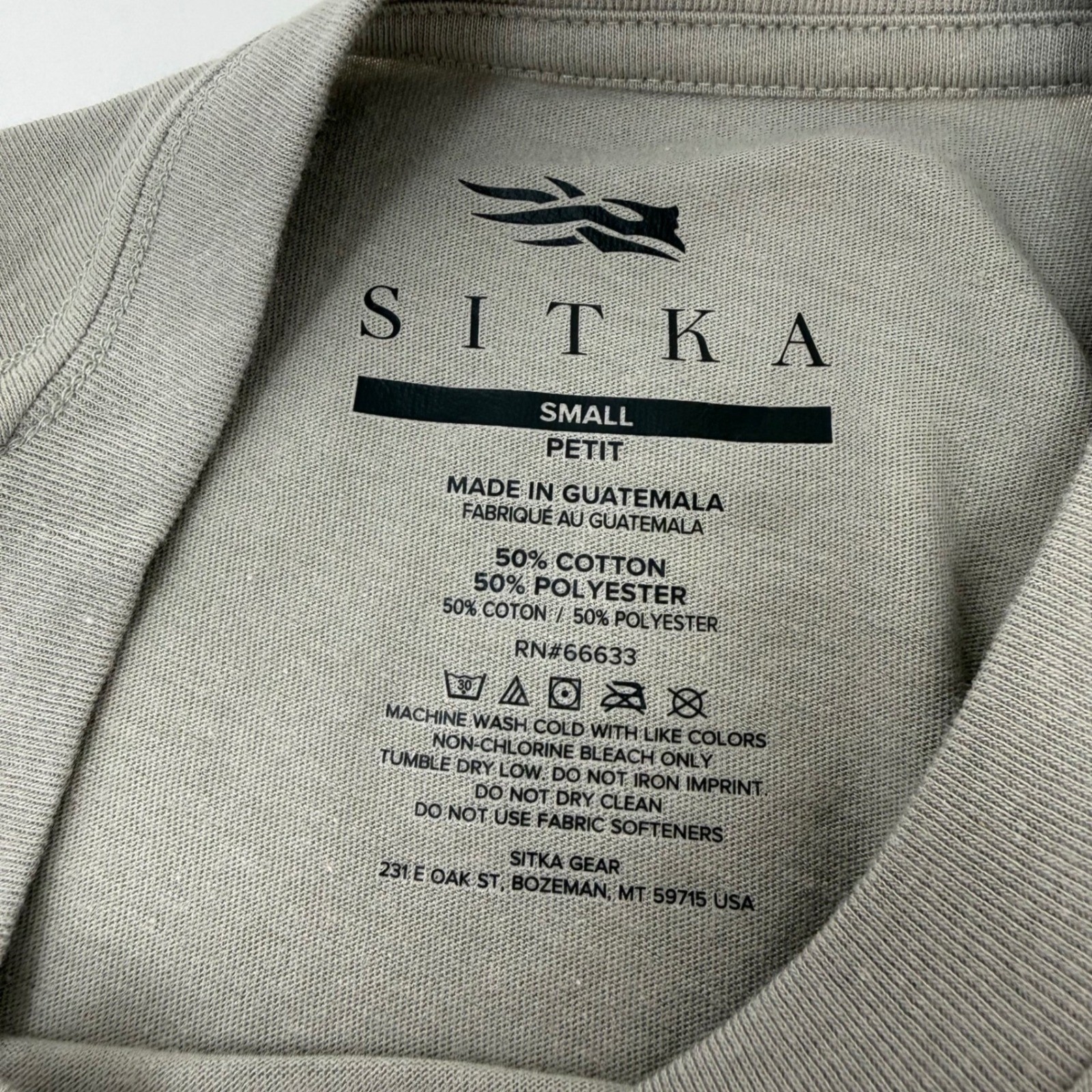 Sitka Gear Mens Small Icon Tee Field Gray Graphic Logo T-Shirt 600297-FIG-S NEW