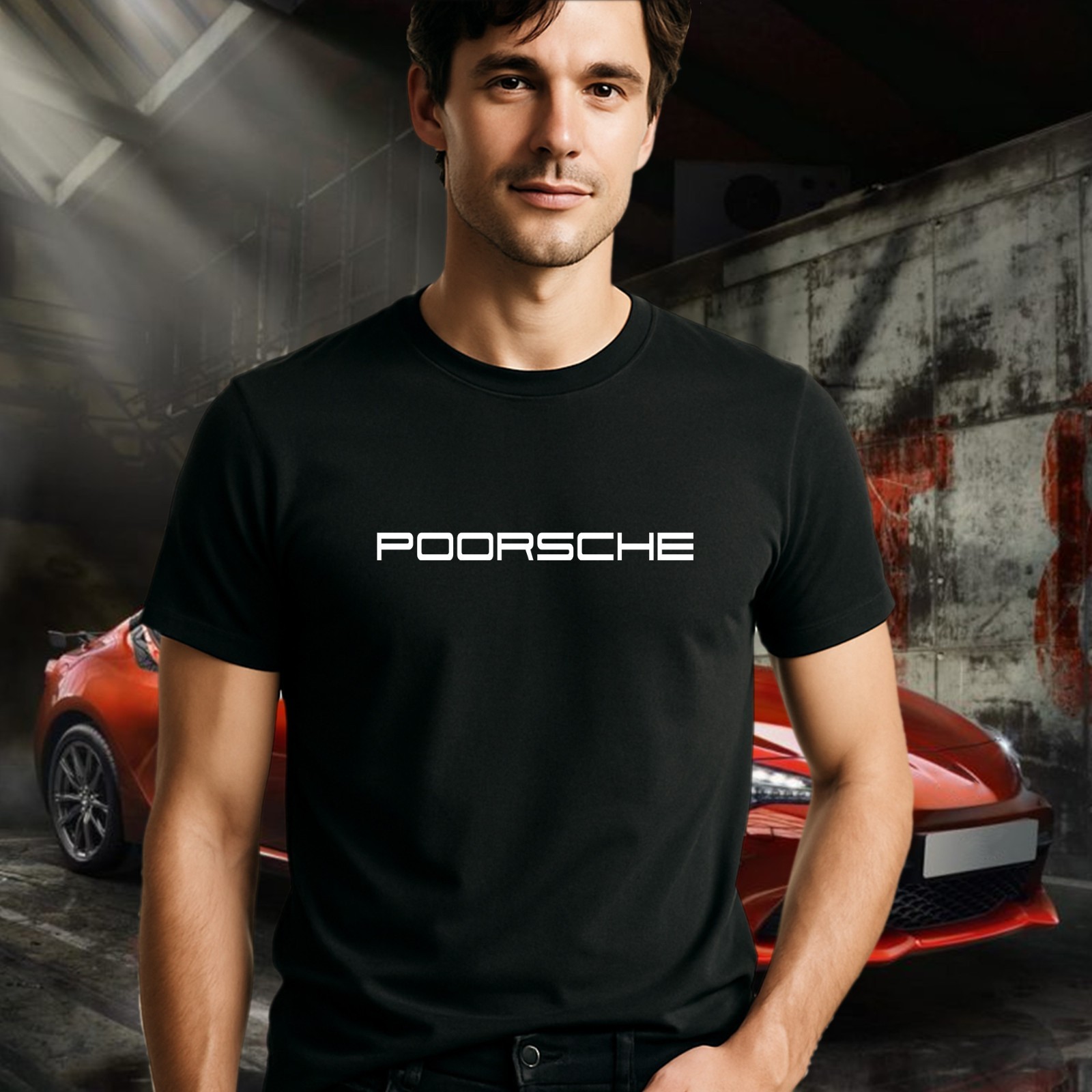 Poorsche T-Shirt Motorsport Apparel for Gearheads, Sports Car Lover Gift