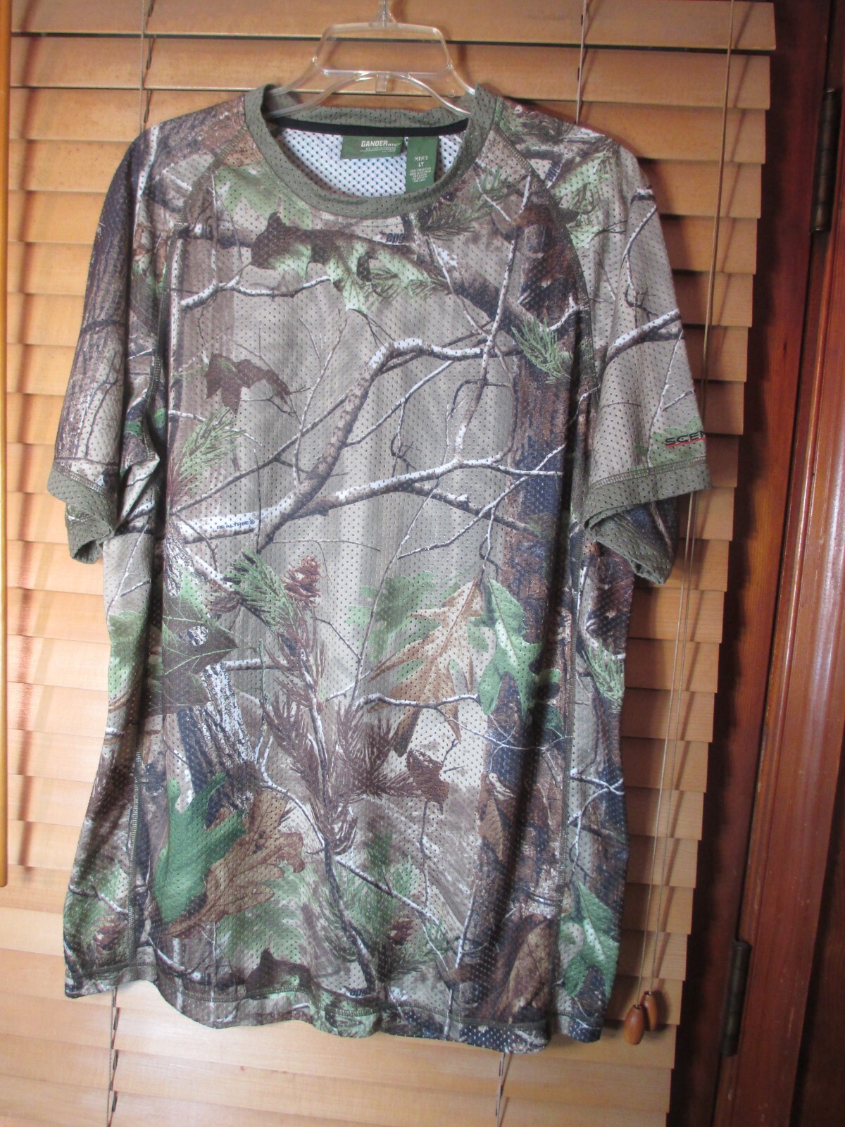 Gander Mountain Men&rsquo;s LT Brown Green Forest Woods Hunting Camo Mesh Shirt EUC