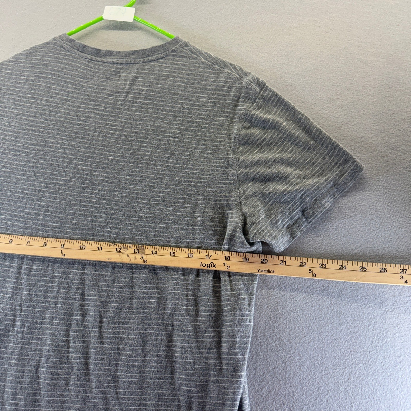 Copper & Oak Mens Grey Striped Short Sleeve Cotton T-Shirt Size Medium