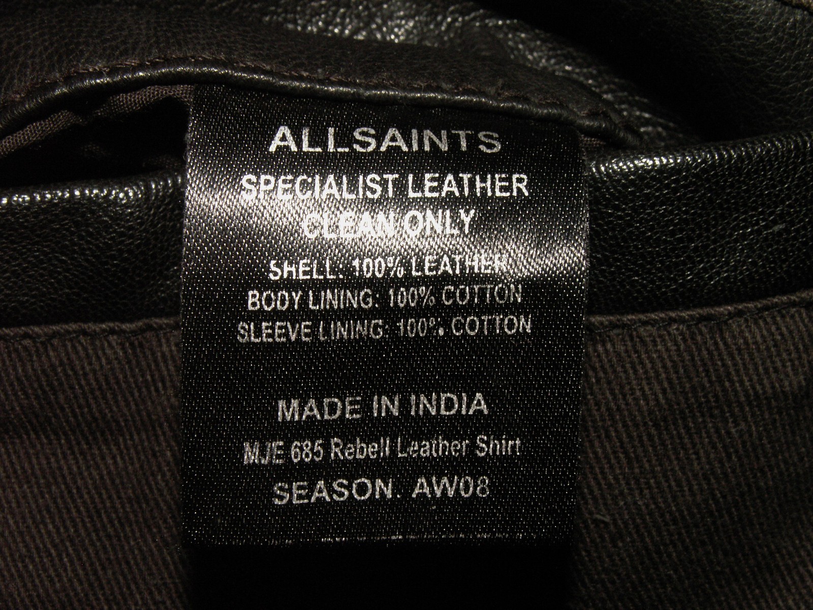 Men&rsquo;s All Saints REBELL LEATHER SHIRT jacket overshirt XL (ref63) £149.99!!!!!