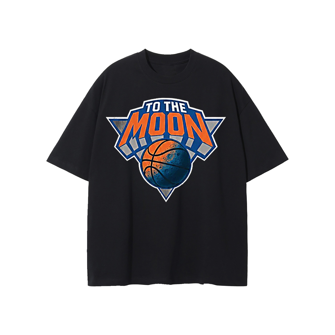 New York Knicks Basketball « To The Moon » T-Shirt NYC Double Sided Tee S-2XL