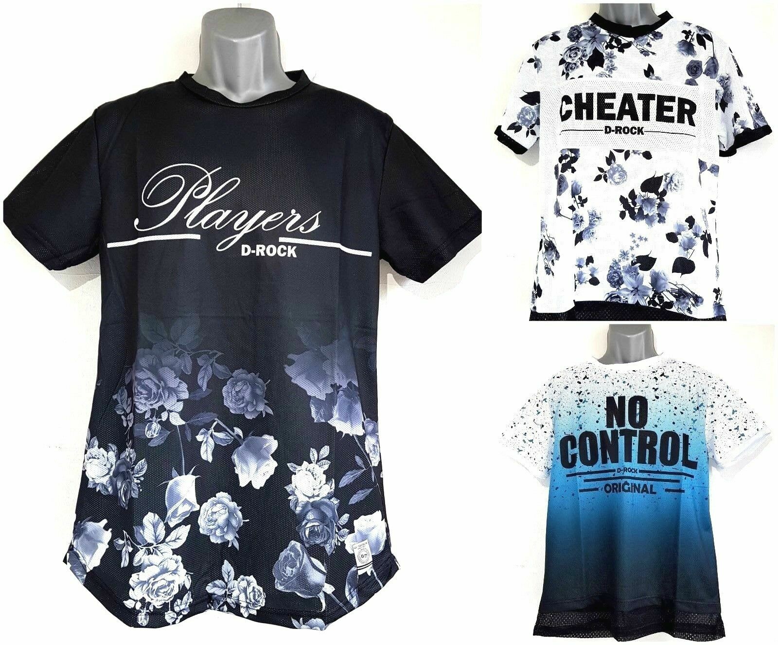Men&rsquo;s Boy&rsquo;s Mesh Short Sleeve Flower T-Shirts &lsquo;Cheater&rsquo; &lsquo;Players&rsquo; &lsquo;No Control&rsquo;