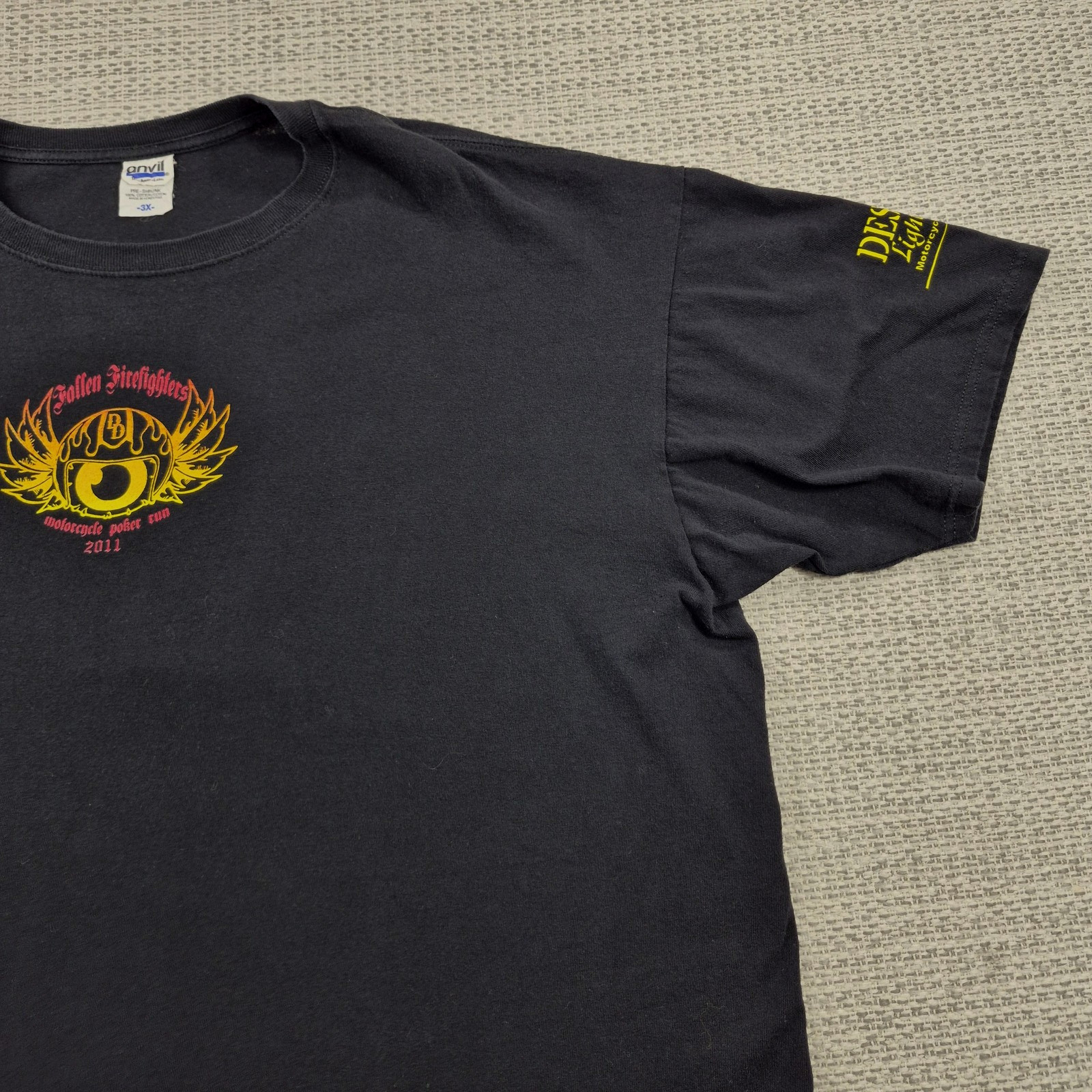 Anvil Shirt Mens 3XL Black Fallen Firefighters Motorcycle Poker Run Graphic Tee