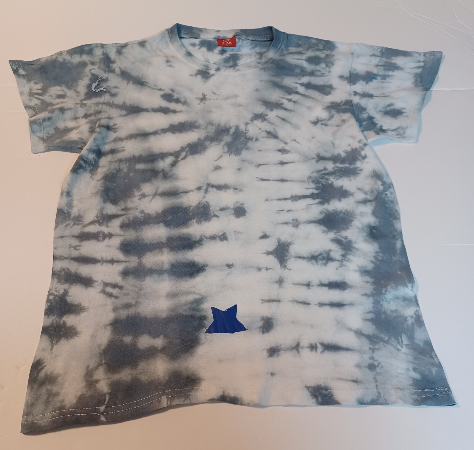 TIE DYE-SHIRT-COTTON-1 OF A KIND-White & Gray-UNIQUE STYLE-KIDS &lsquo;L&rsquo;/A2-232