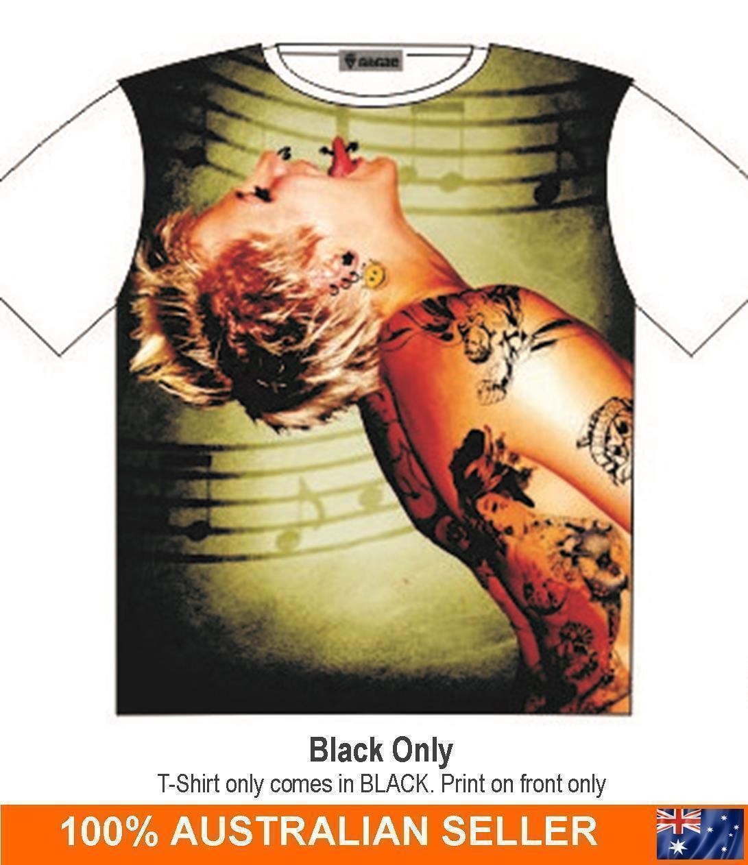 T-Shirt Pink Hair Tatts Muso Chick Street Fashion Mens Ladies