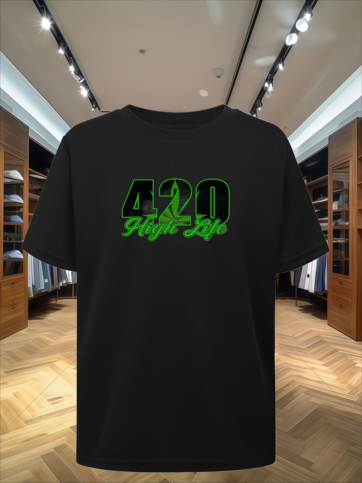 Breathable Hip-Hop T-Shirt Quick-Dry, Crew Neck, Slight Stretch Fabric, Casual