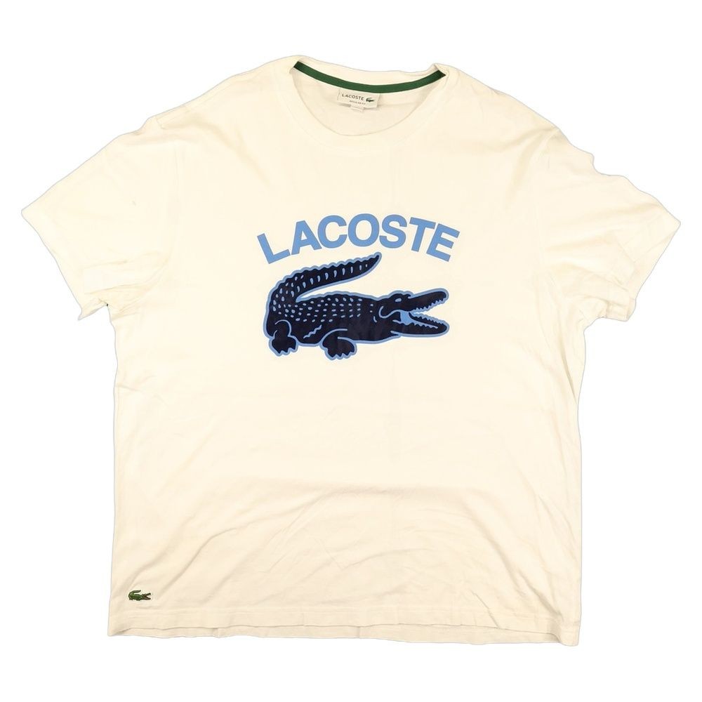 Lacoste Shirt Mens XLARGE White Short Sleeve Logo Graphic Crew Neck Size XL 6