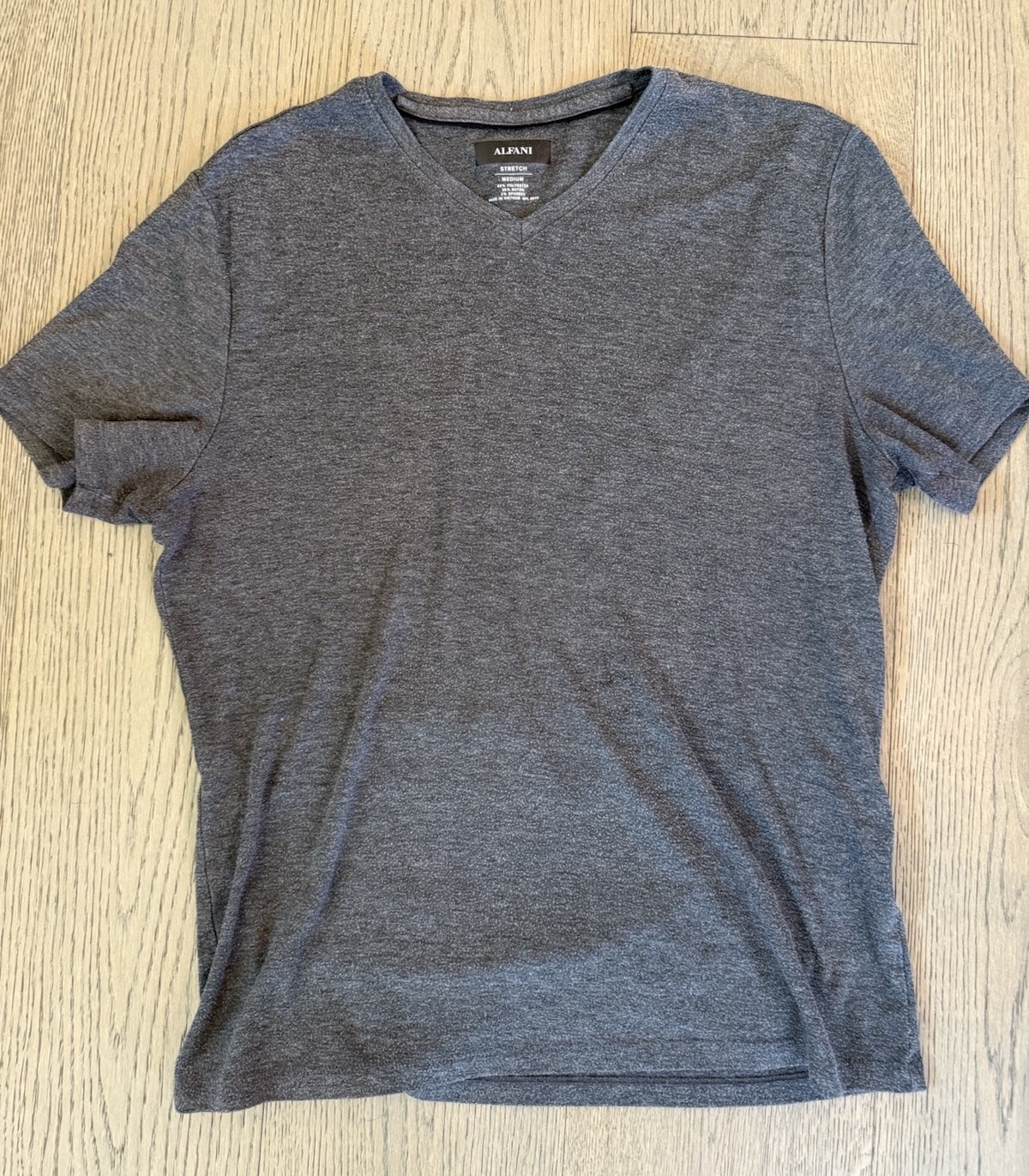 ALFANI Men&rsquo;s V-Neck Short Sleeve Tee Shirt Stretch Dk. Gray Heather Medium