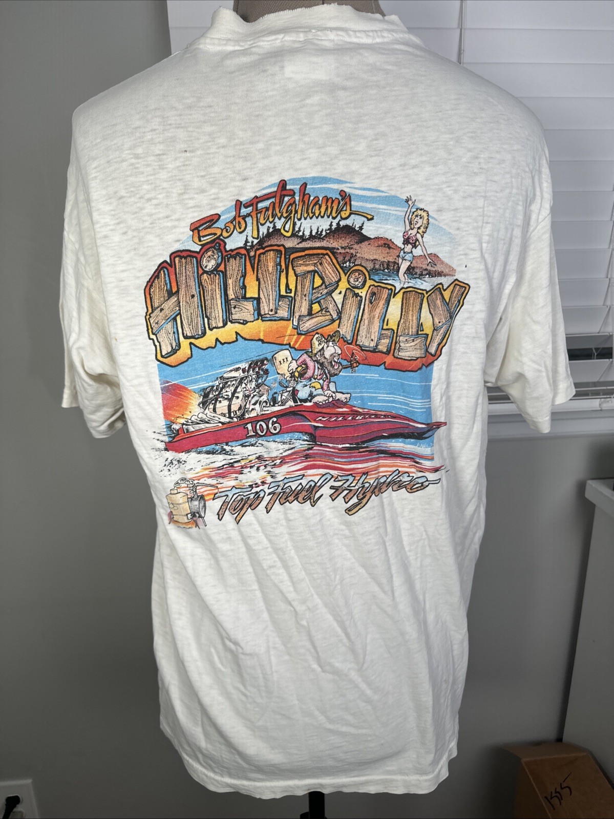 Vtg 1986 Hillbilly Top Fuel Hydro Boat Racing TShirt Hanes XL Made In USA Cotton