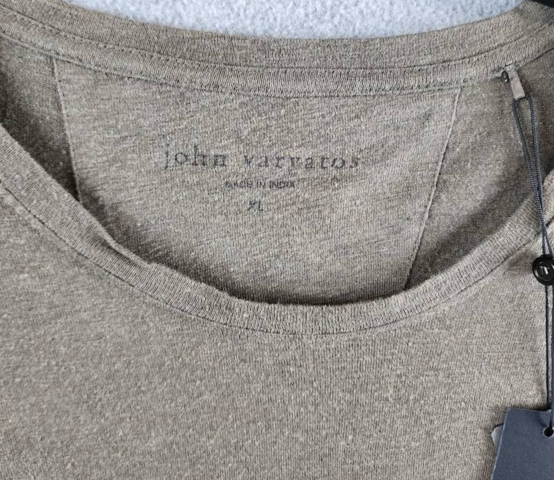 John Varvatos Linen Blend Chain Skull Tee Men&rsquo;s XL Olive Leaf Crewneck Pullover