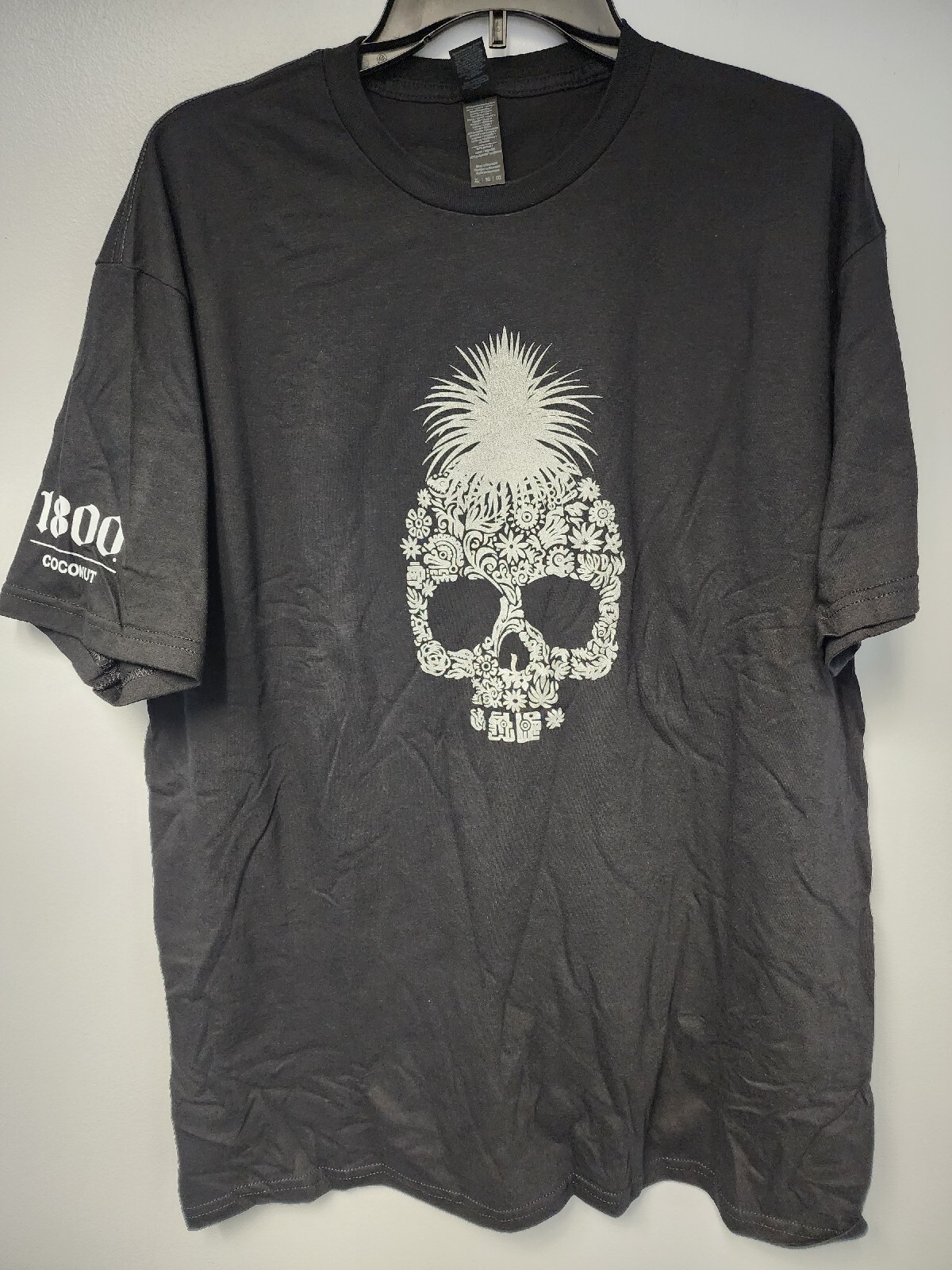 Tequila 1800 T-Shirt Sugar Skull Mens XL Coconut Del Muerto 60/40 Cotton Poly