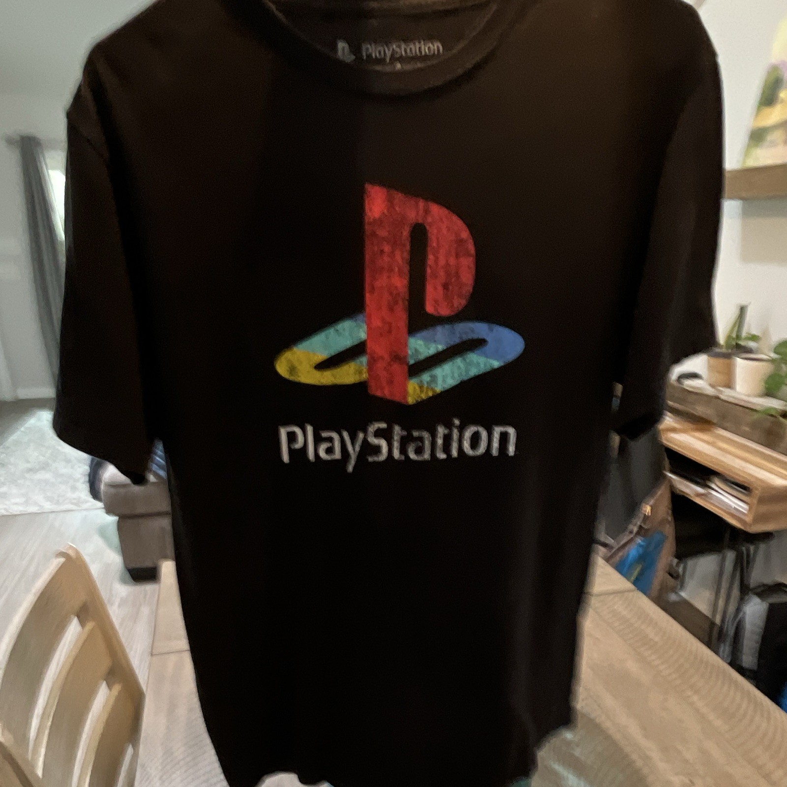 2019 PlayStation Men&rsquo;s Black Logo Graphic Print Crew Neck Cotton T-Shirt Size M