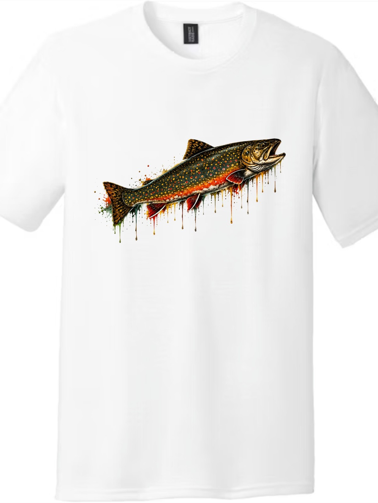 Drip Paint Brook Trout Graphic Unisex Cotton Fishing Short Sleeve Tee