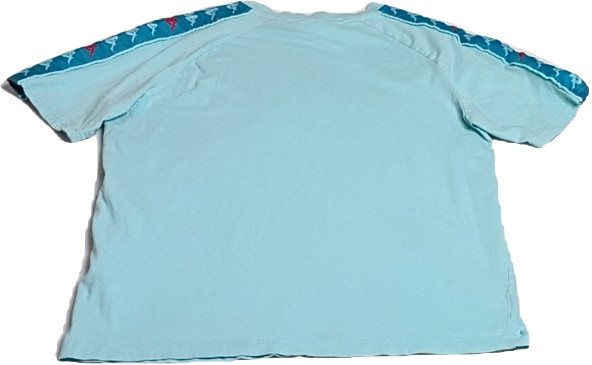 Kappa Mens Medium Light Blue Logo Tape Graphic T Shirt Crew Neck Tee