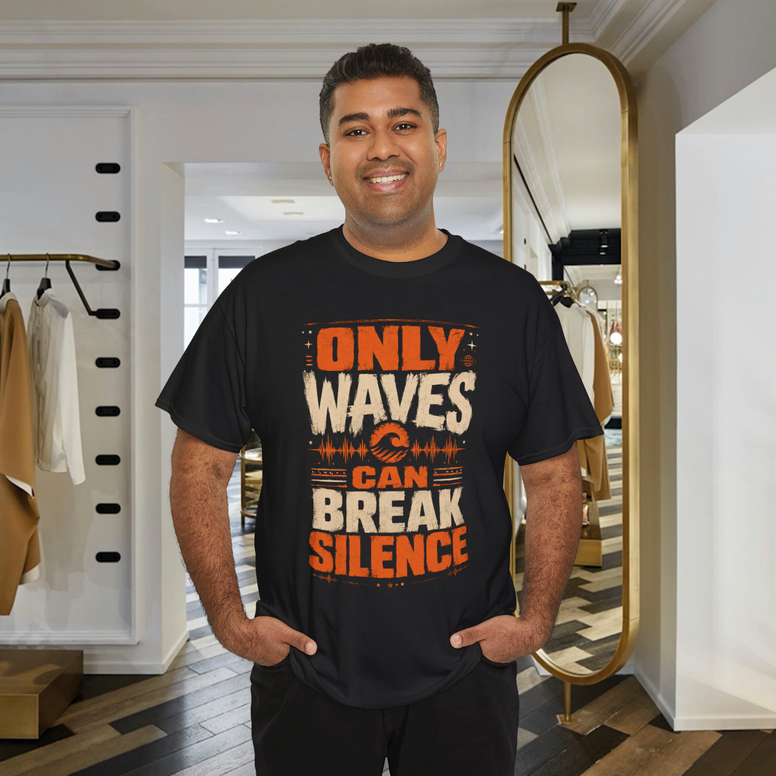 Only Waves Can Break Silence Typography T-Shirt