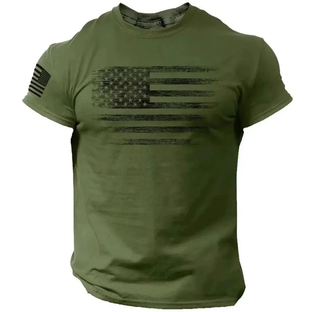 USA Distressed Flag Men T Shirt Patriotic American Tee