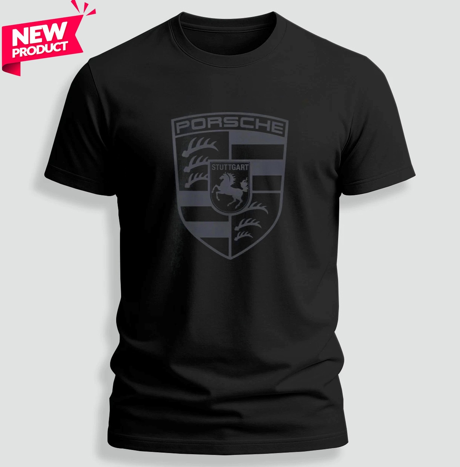 Stuttgart Crest Blacked Out Automotive Porsche Streetwear Unisex T Shirt