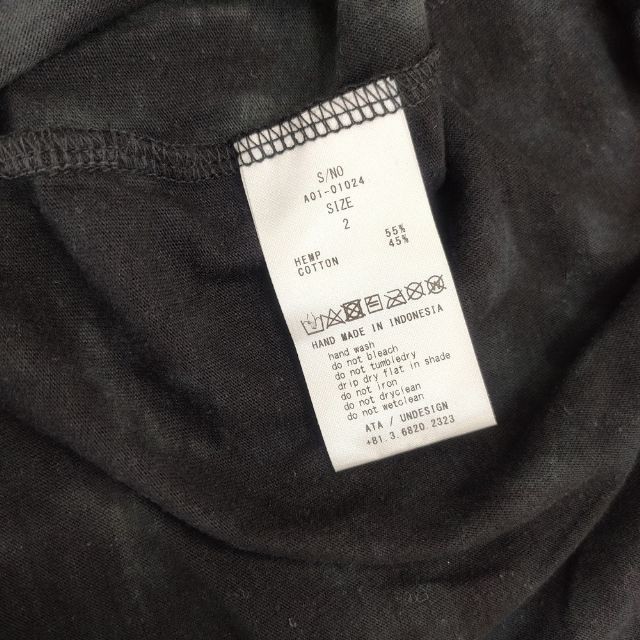 ATA HEMP ORGANIC COTTON U NECK NEP TEE A01-01024 T-shirt Tops black 6-0601S∞