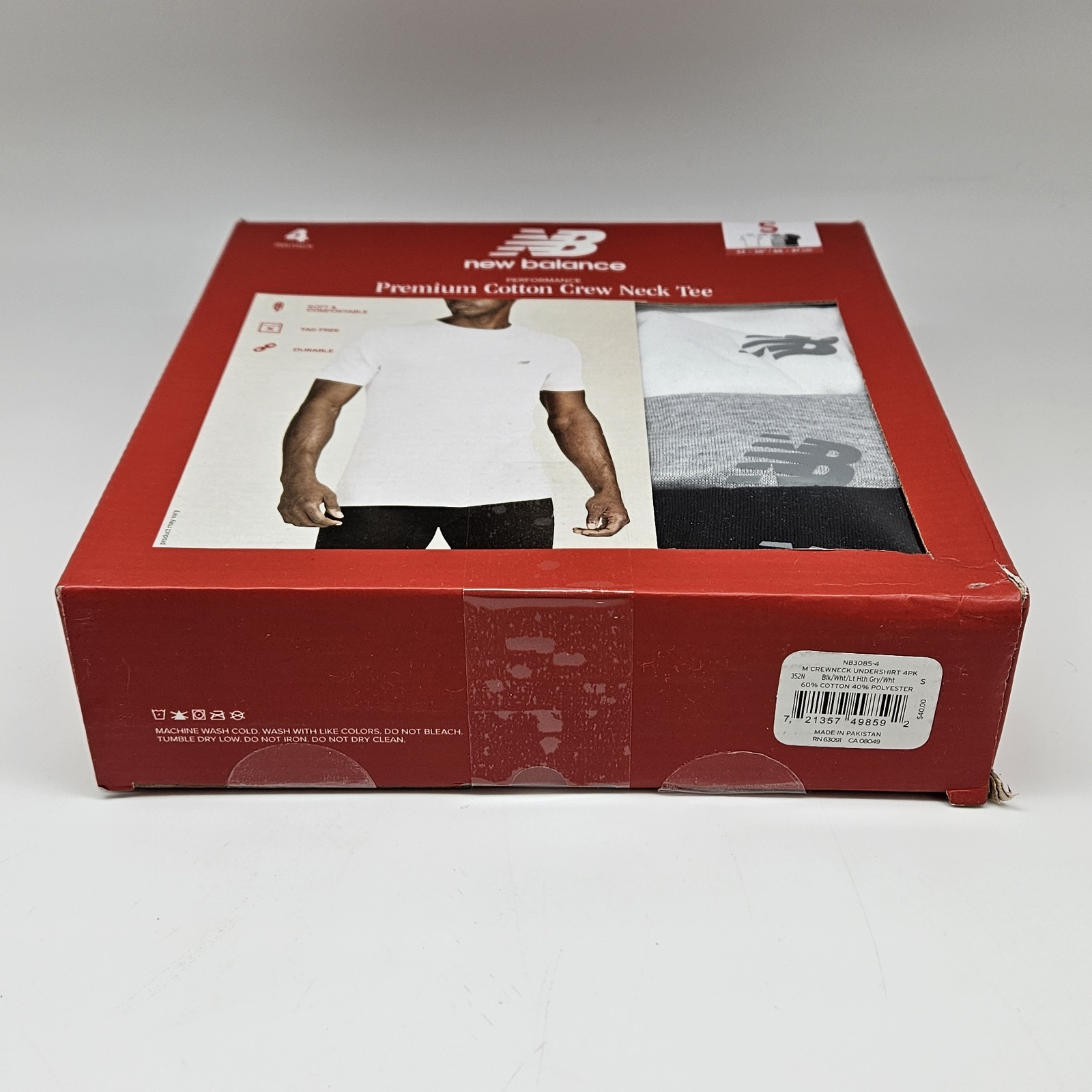 4 Pack NEW BALANCE Mens S M L XL White Gray Black Crew Neck Cotton Logo T Shirts