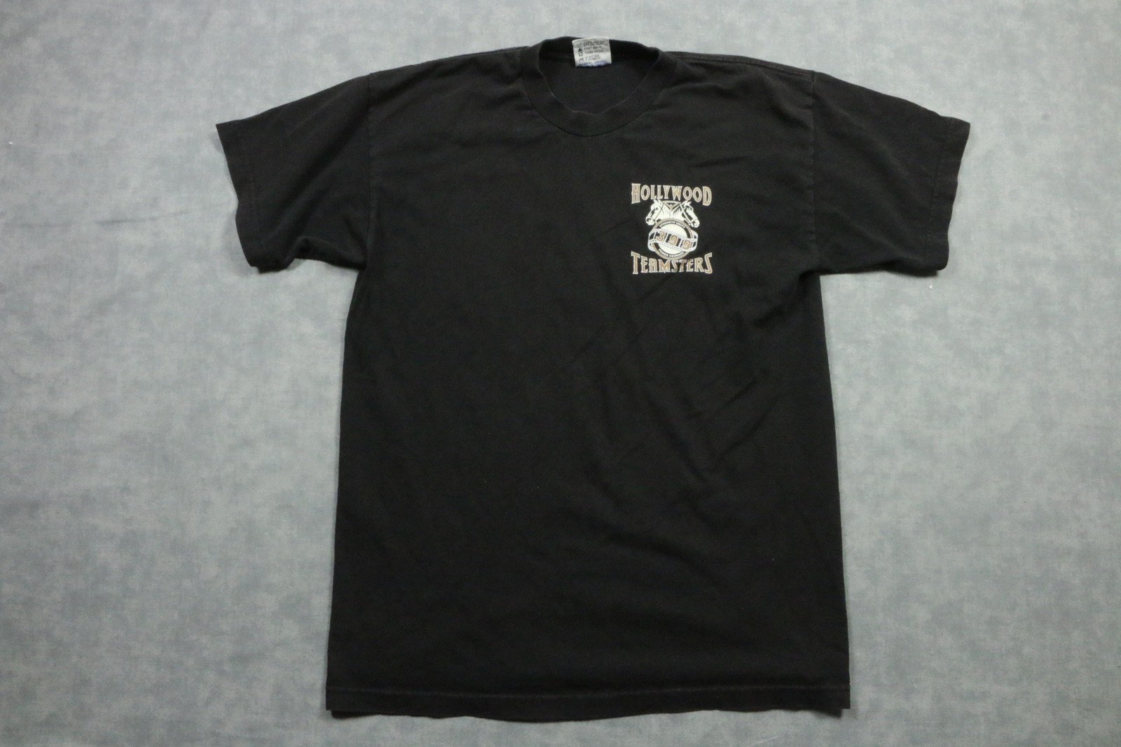 Bayside Hollywood Teamsters Shirt Mens Large Black Grinding Trucker Graphic Tee