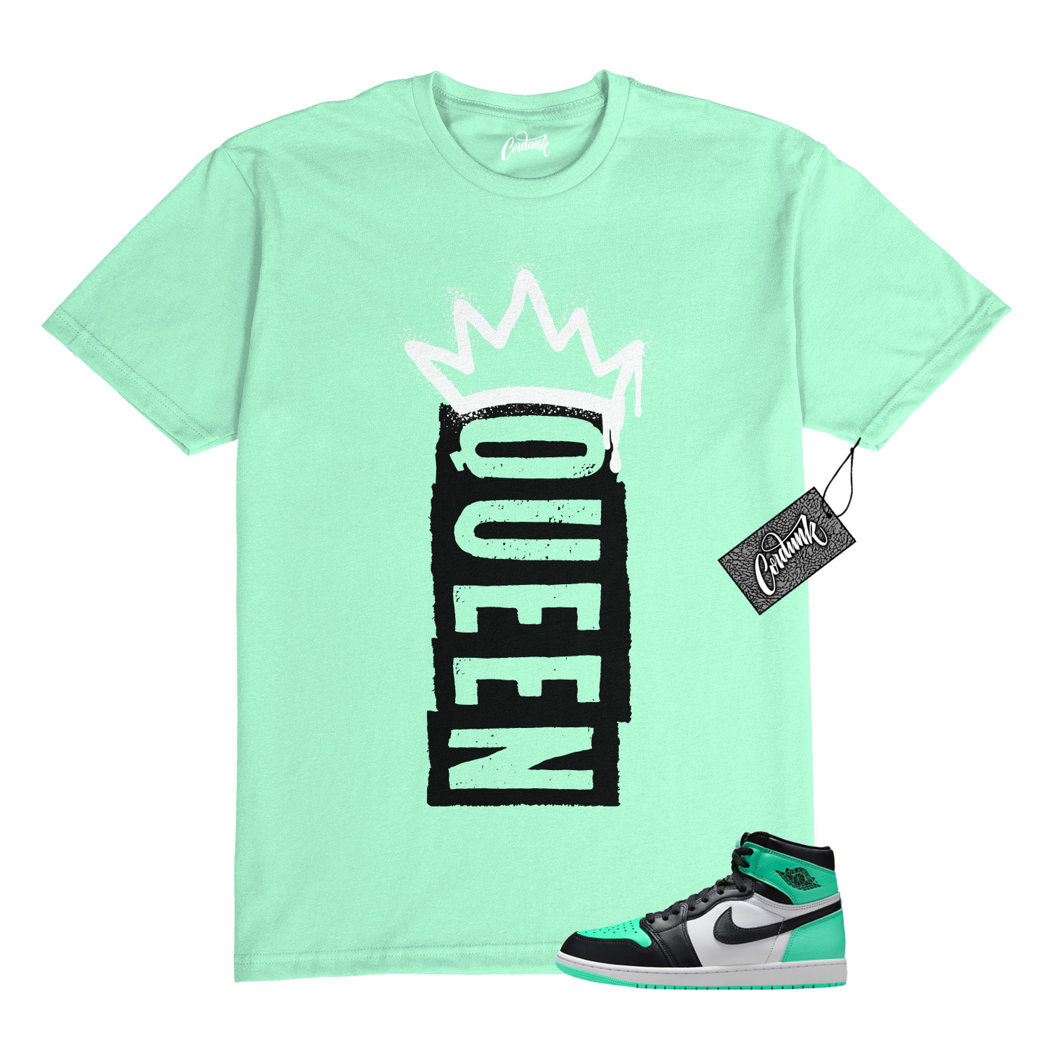 1 Green Glow Black White Mint Dunk Air Force T Shirt to Match Q1 Jordan