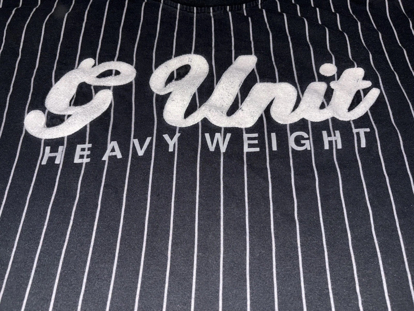 G-Unit 50 cent Size 2XL Rap T Shirt Varsity Letter White Black Pinstripe Vintage