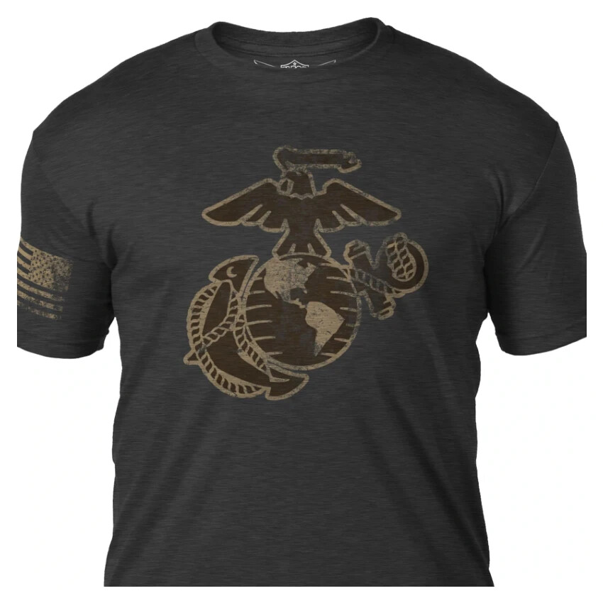 USMC EGA T-Shirt – Gray US Marine Corps American Flag Shirt