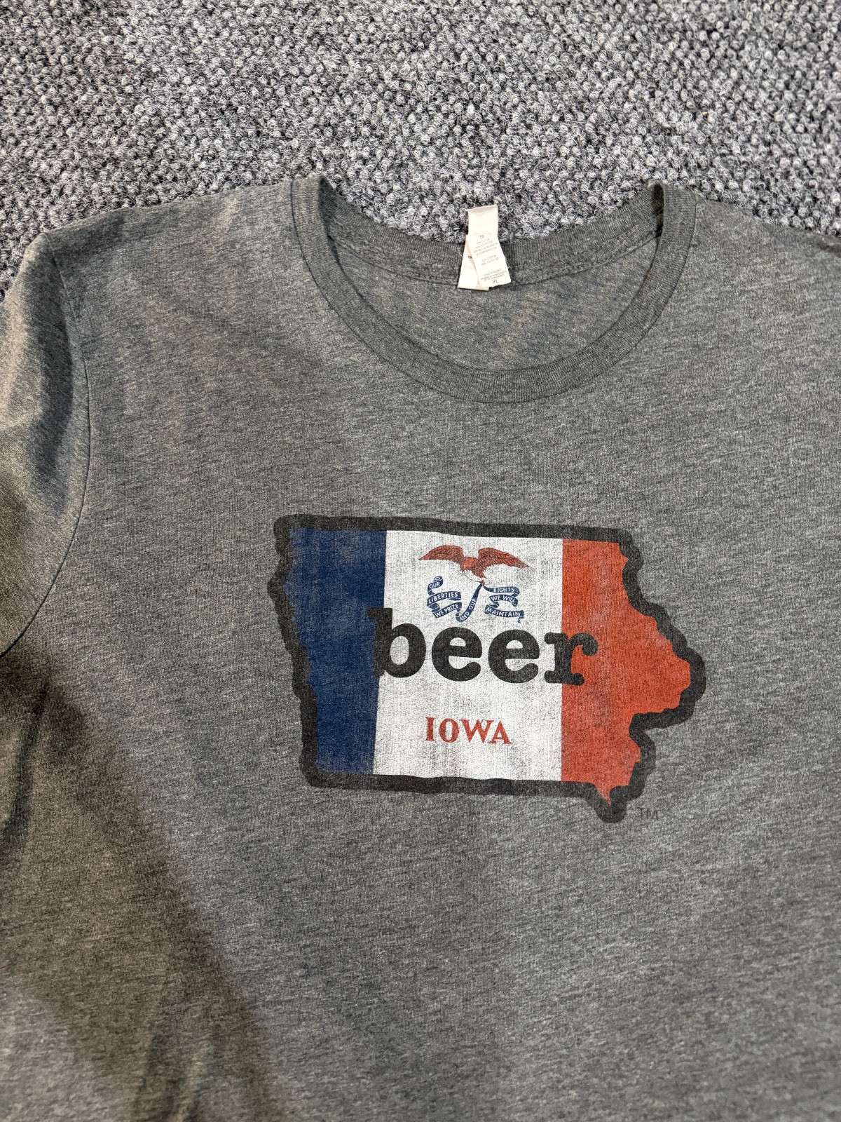 iowa beer shirt mens xl gray graphic logo canvas casual state