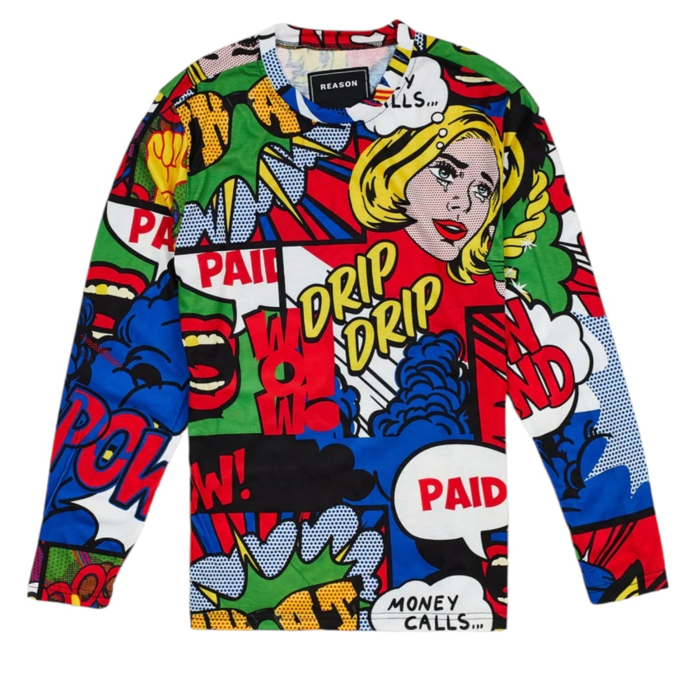 Reason Men&rsquo;s Pop Art Comic SHIRT – Red, Blue, Green