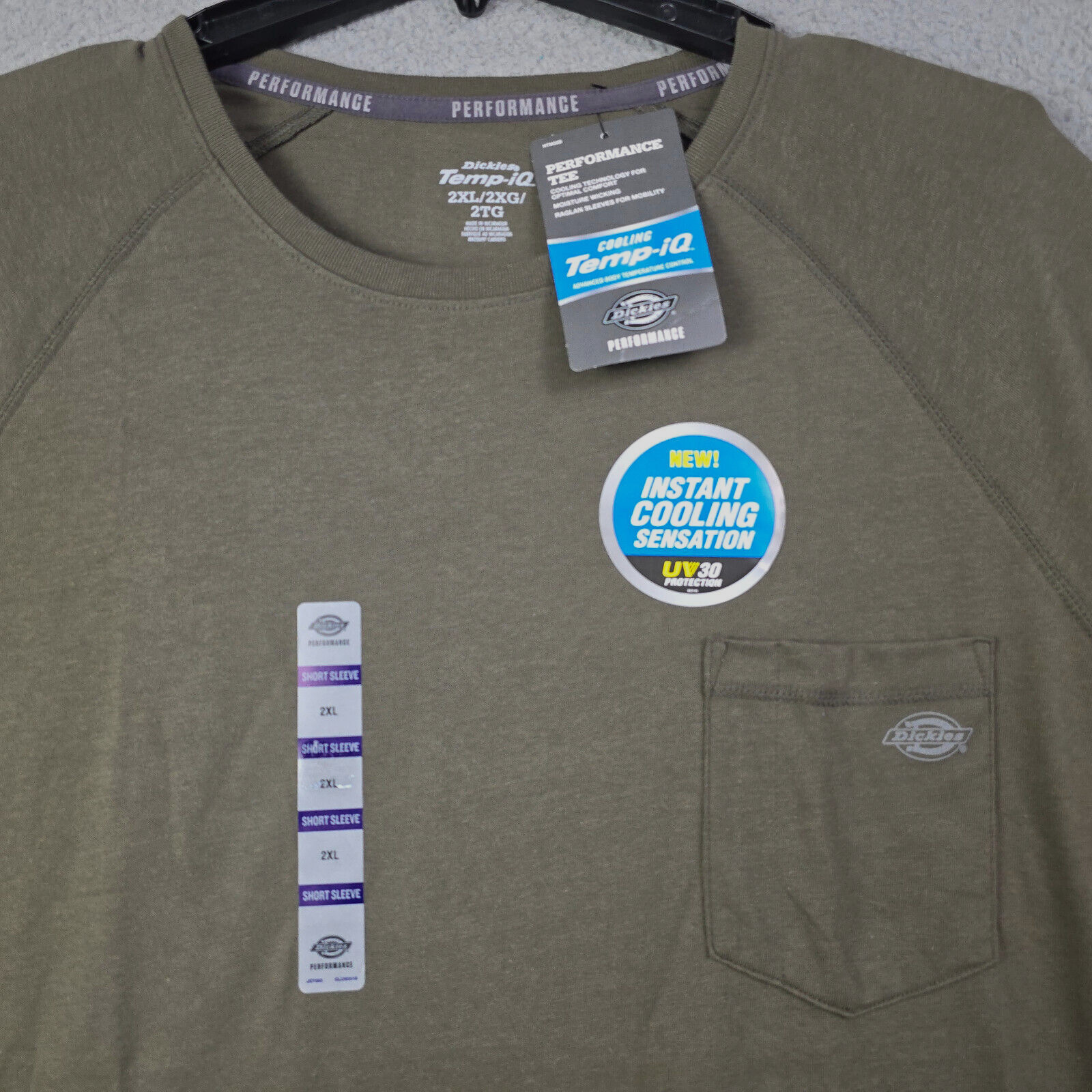 DICKIES Fast Dry SHIRT Mens 2XL XXL Green OUTDOORS Sweat Wicking Cooling NWT