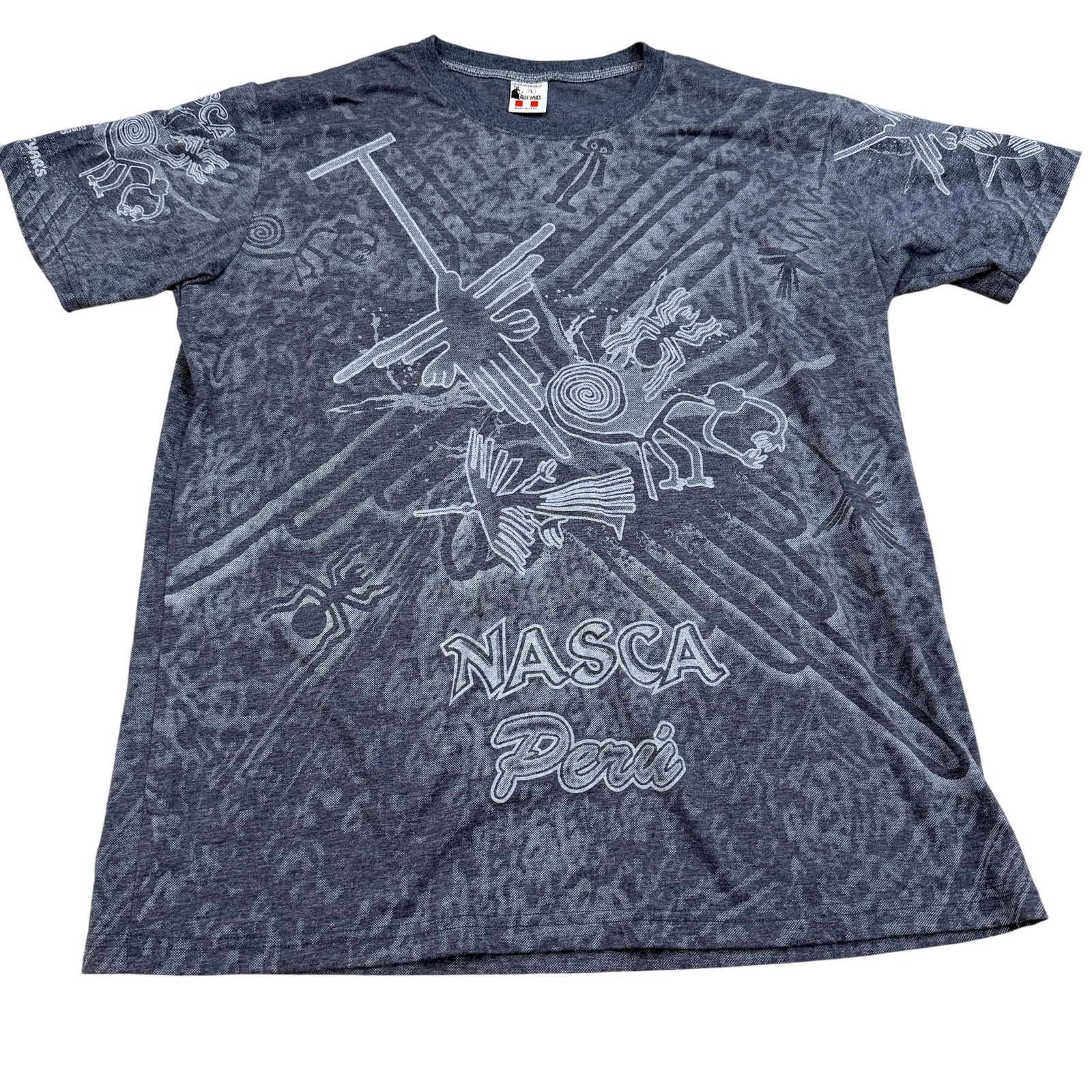 Nasca Lines Peru Shirt Mens Large Gray AOP Graphic Souvenir Rufyar&rsquo;s