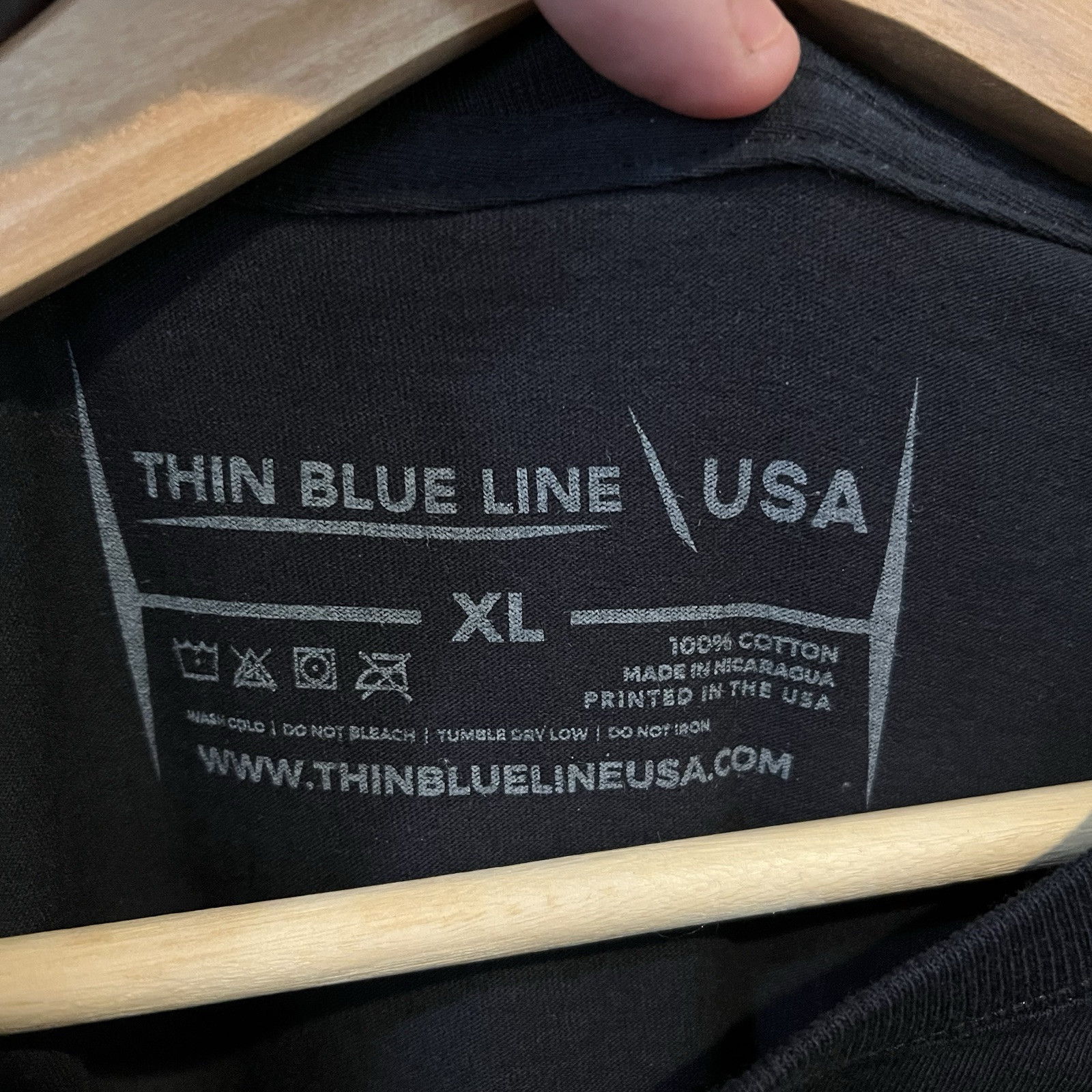 Thin Blue Line USA Distressed American Flag Graphic Black T-Shirt Men’s XL