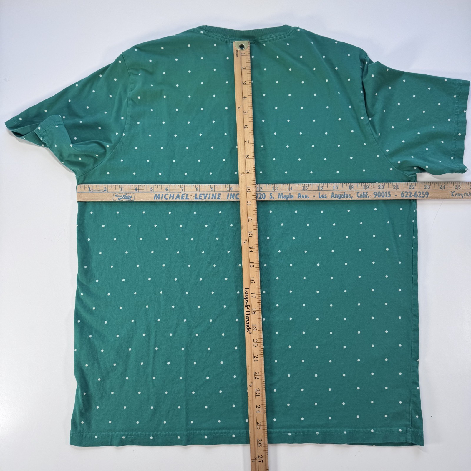 PAUL SMITH Cotton Short Sleeve Crewneck T Shirt Mens XL Green White Polka Dot
