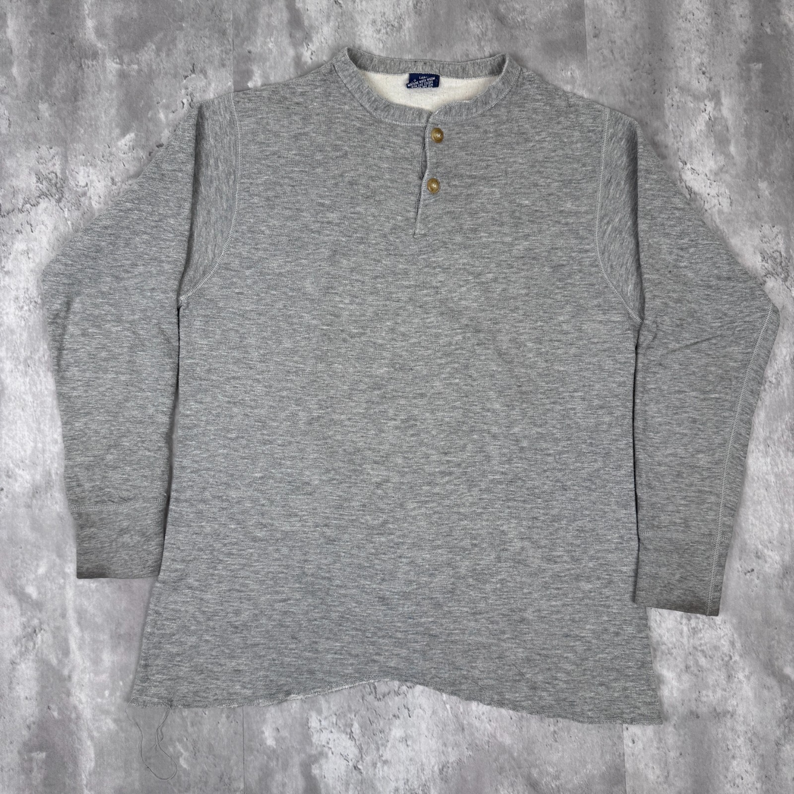 Vintage Duofold Two Layer Henley Shirt Mens Large Gray Wool Base Thermal 70s 80s