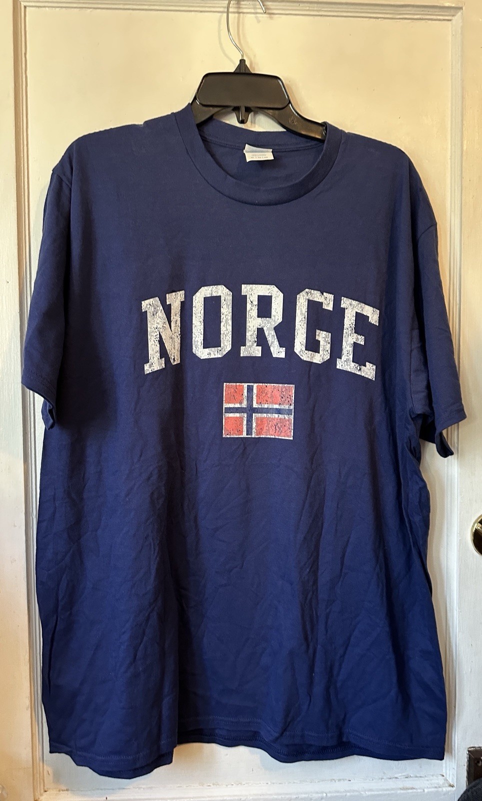Port & Co Fan Favorite Norge Norway Flag Shirt XL Blue Cotton