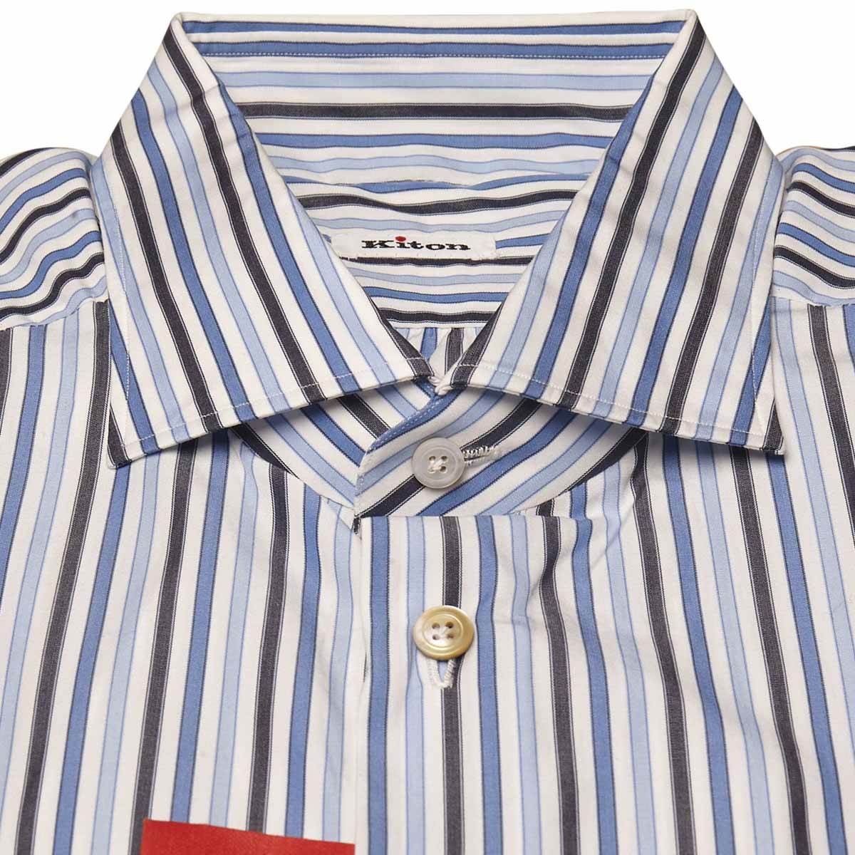 NEW KITON MULTICOLOR COTTON SHIRT US 18 – EU 46 MUL