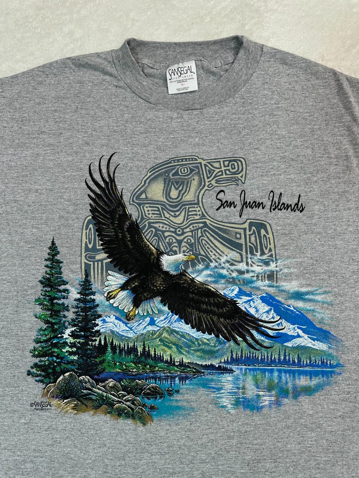 Vintage 1990s San Juan Islands Washington State Bald Eagle Nature T-Shirt, L NEW