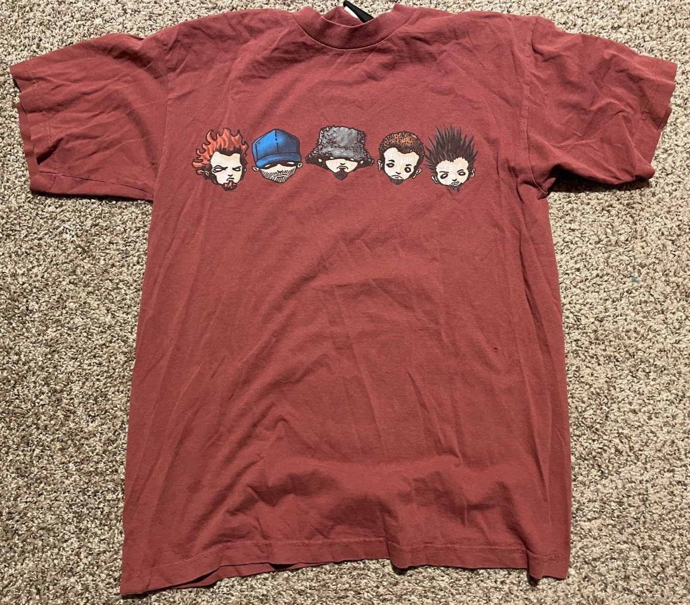 Limp Bizkit Vintage 90s Maroon Mens Large Band School Bus Duval County T-Shirt