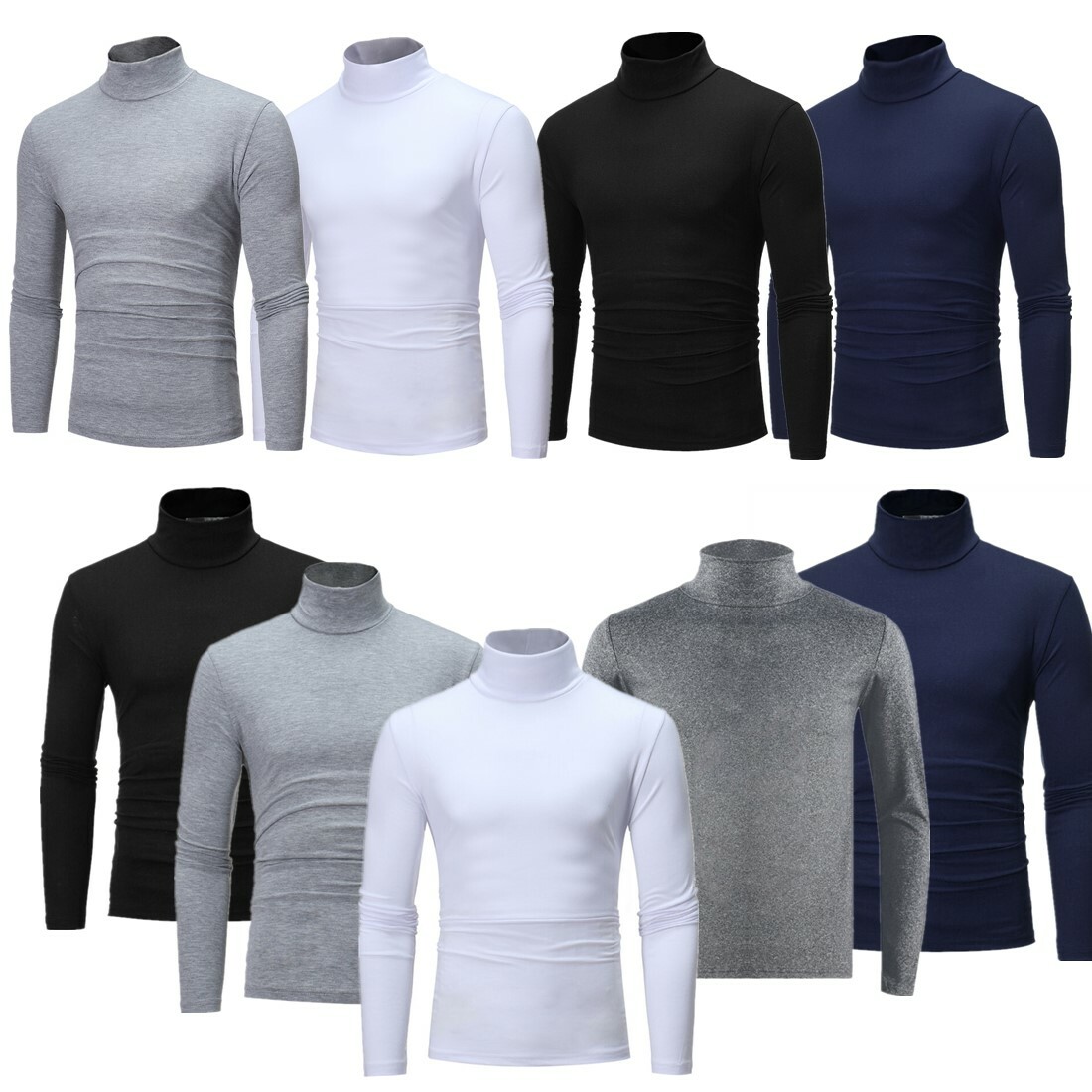 US Mens Turtleneck Basic Pullover Long Sleeve Jumper Top Casual Slim Fit T-Shirt