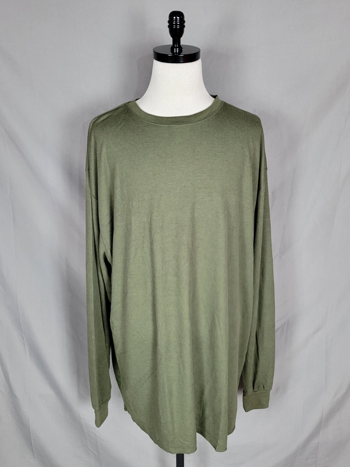 Galaxy Men&rsquo;s 5XL Green Waffle Thermal T-shirt Long Sleeve Cotton/Polyester