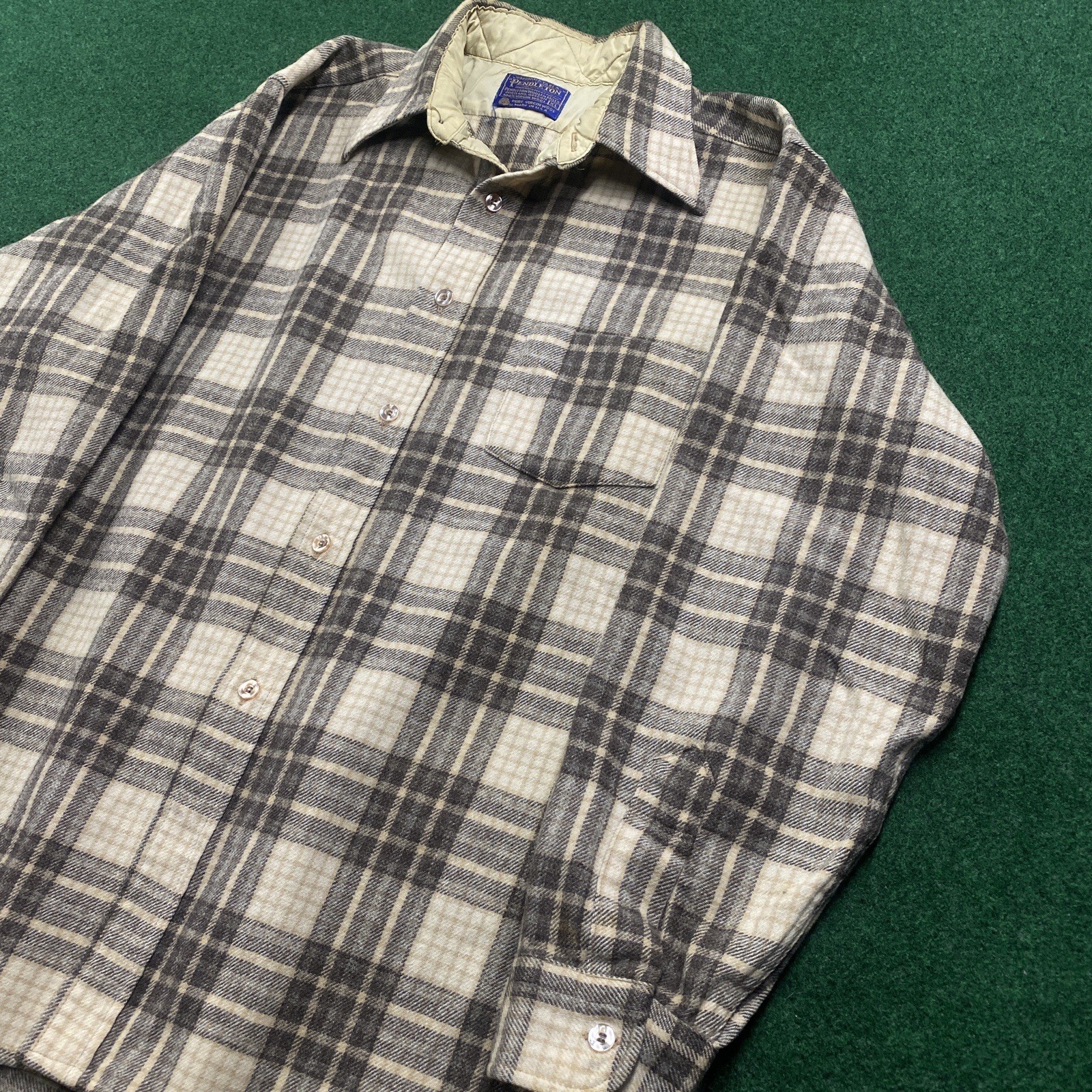 Vintage Pendleton Board Shirt Flannel Mens XL Brown 70S Wool Plaid USA MADE