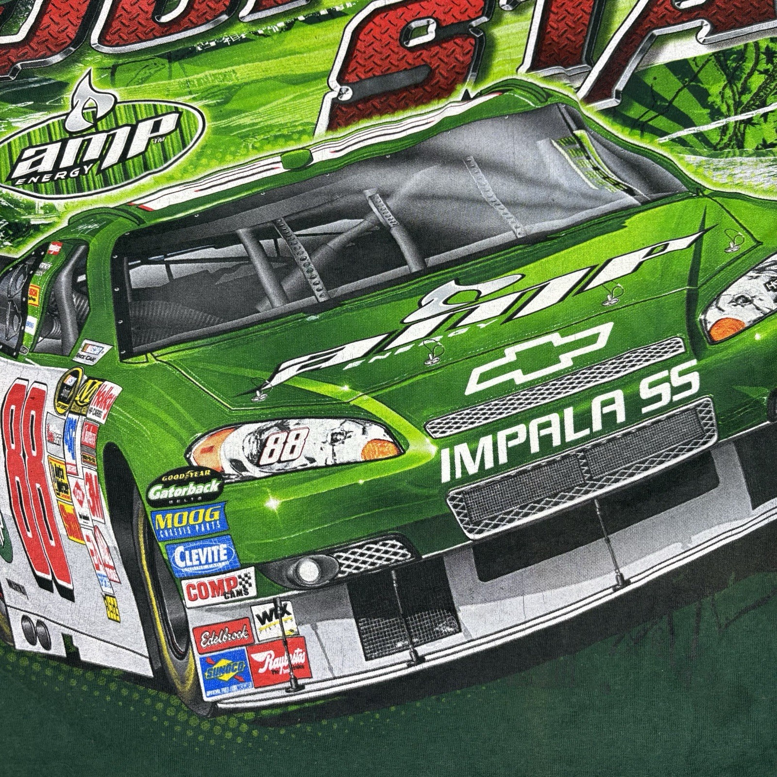 Dale Earnhardt Jr NASCAR Shirt Mens Large Chase Authentics AMP Energy Green Y2K