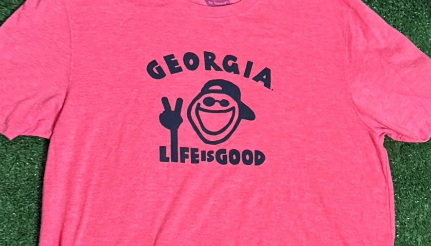 Life is Good Georgia T-Shirt Mens M Light Red Heather Graphic Tee EUC