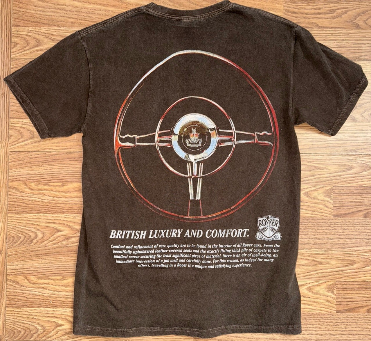 Men Brown Vintage Cotton T Shirt Streetwear Size M