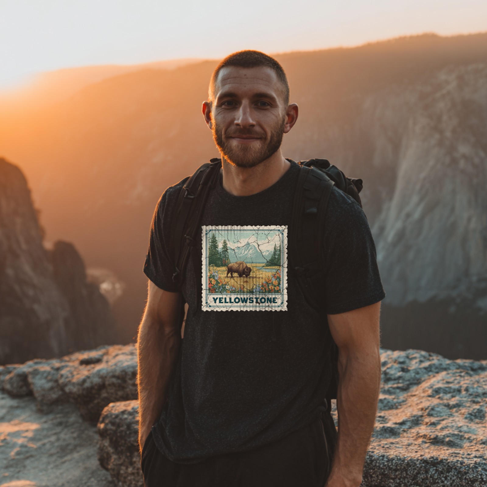Yellowstone National Park Shirt Wyoming Souvenir Shirt Stamp USA Camping Hiking