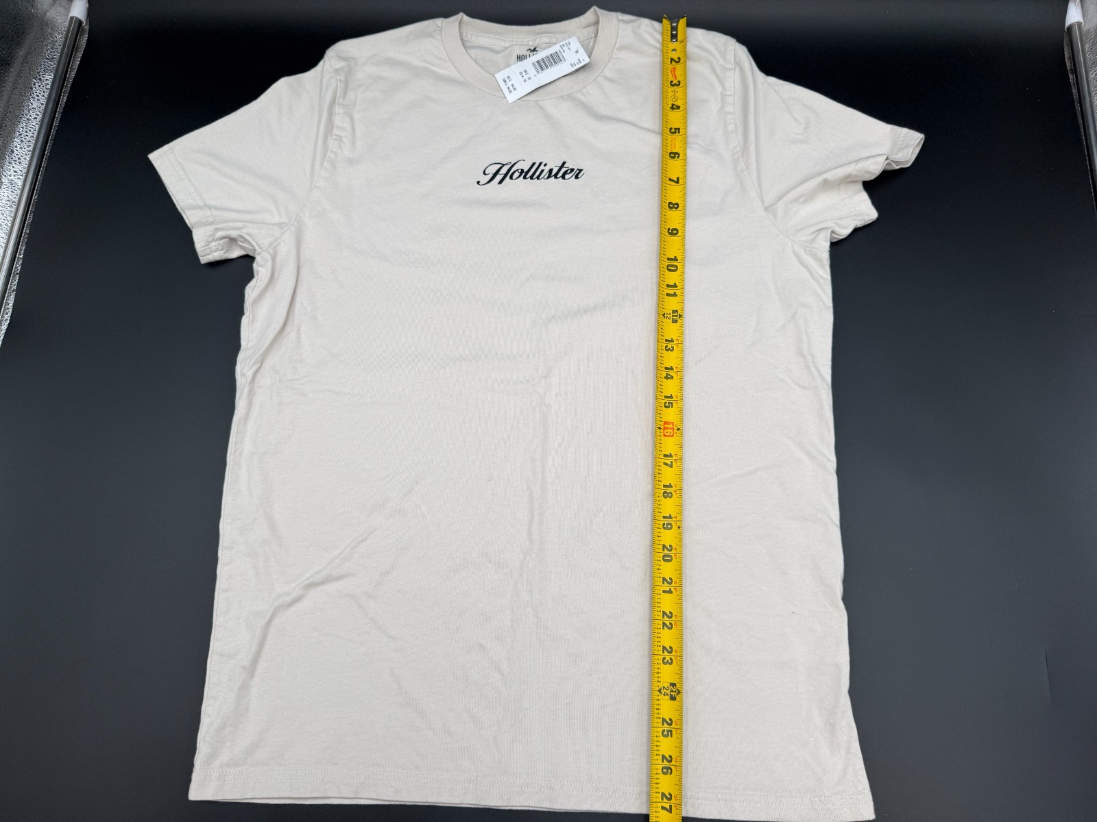 Hollister Script Logo Men&rsquo;s T-Shirt Large Cream Short Sleeve New With Tags