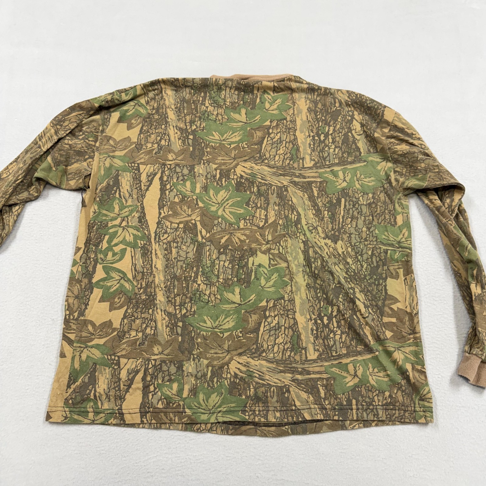 Vintage Ace Sportswear Shirt Mens 2XL Brown TreBark Camo Hunting Long Sleeve Tee